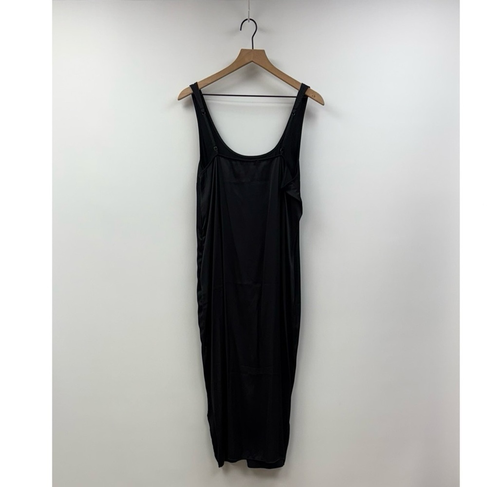 Abercrombie & Fitch Satin Sleeveless Scoopneck Slit Midi Slip Dress Black Large - Picture 8 of 12